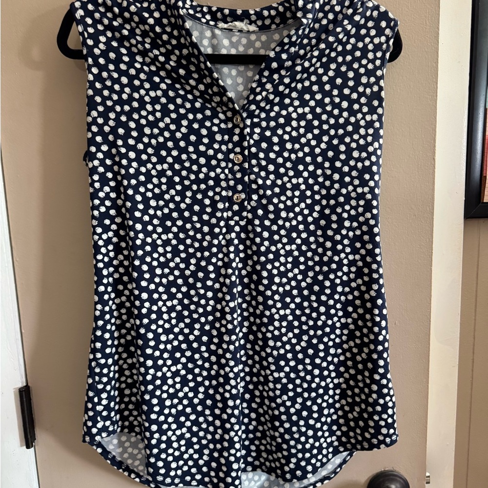 PerSeption Concept Navy Polka Dot Button Down Shirt